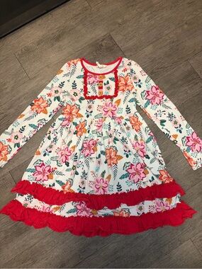 Matilda Jane Dress size 14 with Pink, Orange & Teal Floral Print